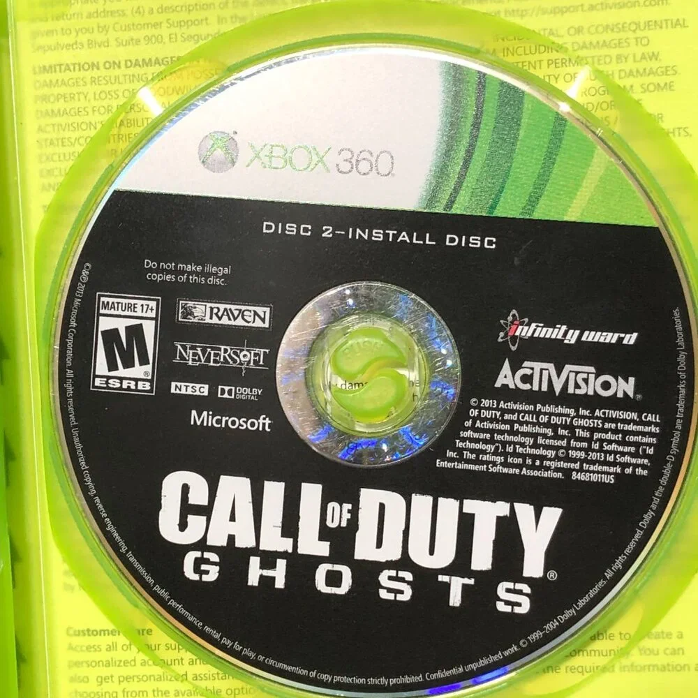 Call of Duty Ghosts Game Disc 2 Install Disc Replacement Xbox 360 Disc Only